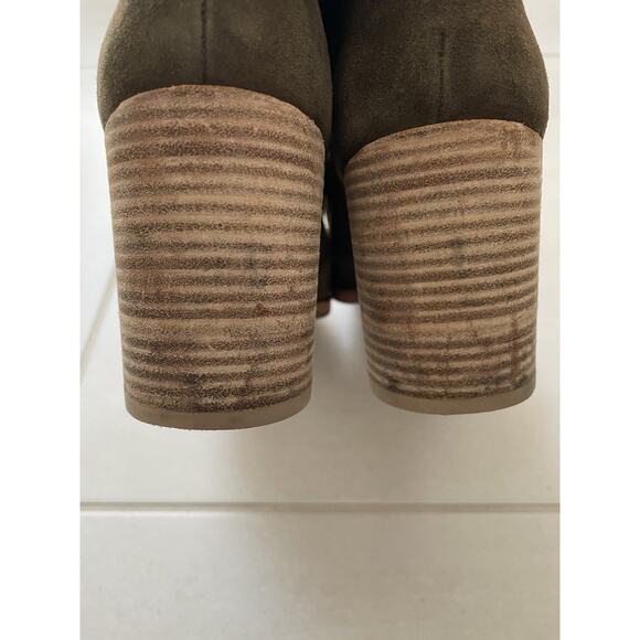 Stuart Weitzman Ankle Boots Wallawalla Suede Lace Up Tassels Green - Picture 13 of 16